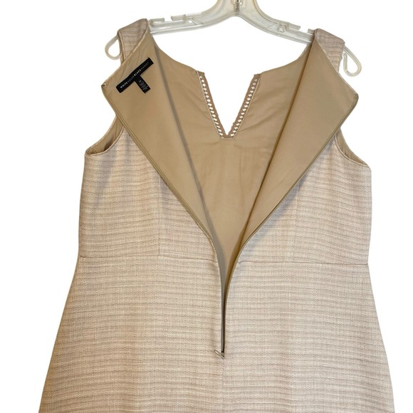White House Black Market Sheath Linen Blend Dress 12 Oatmeal Office Old Money - Picture 4 of 13